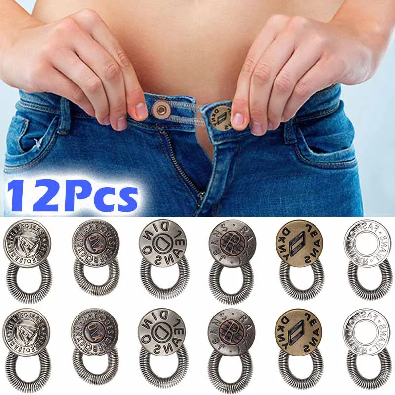 

Magic Metal Button Extender for Pants Jeans Free Sewing Adjustable Retractable Waist Extenders Button Waistband Expander