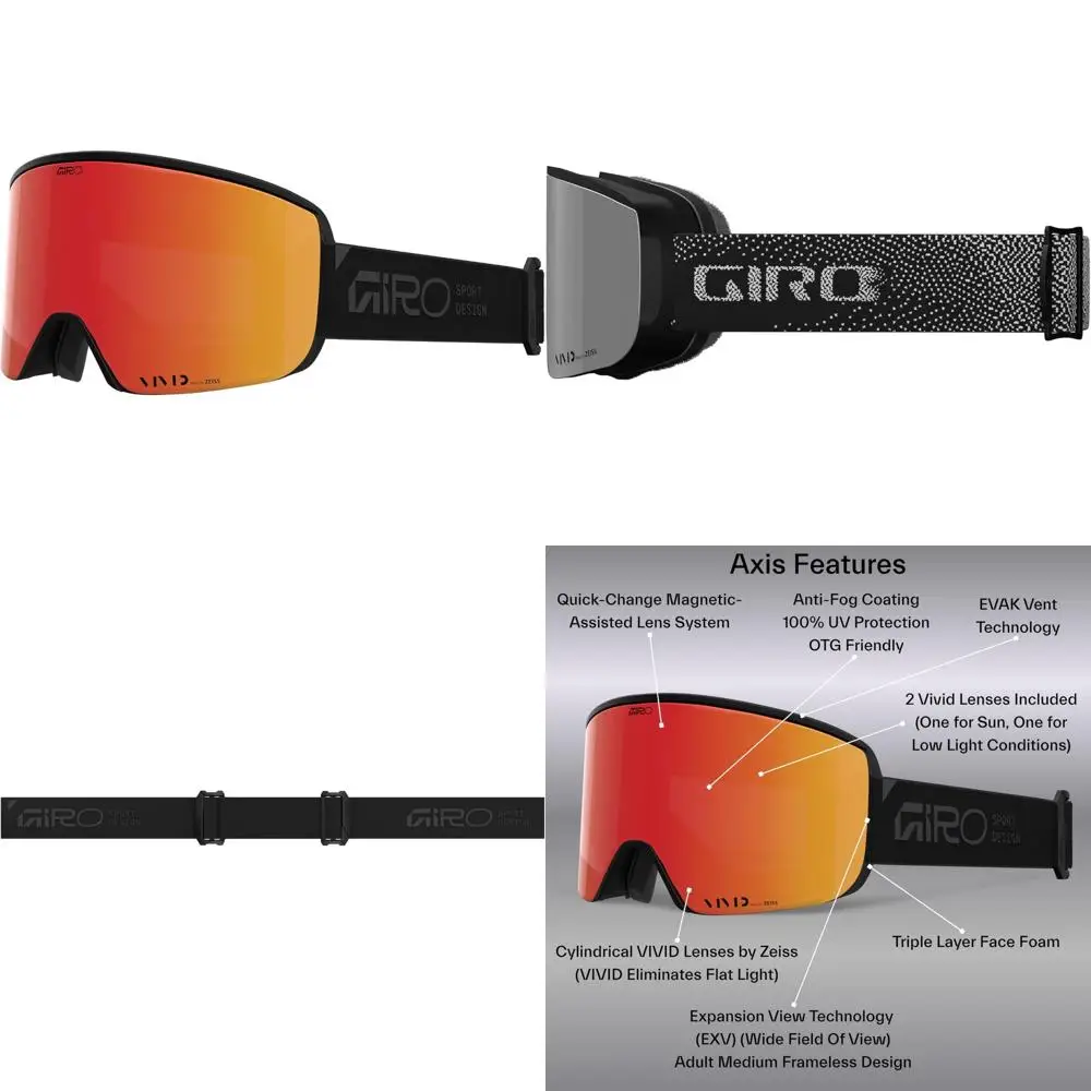 Quick Change Snowboard Goggles for Men with 2 Vivid Lenses, Anti-Fog Technology, Over-The-Glasses Compatibility