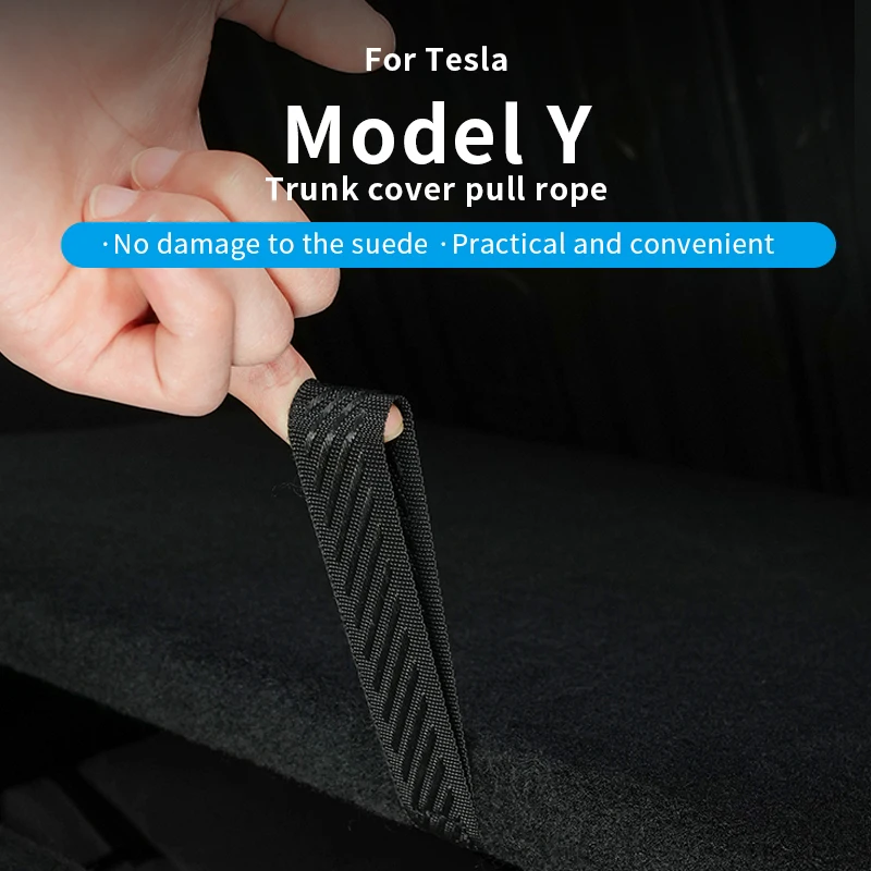 Trunk Lid Pull Rope and Rear Cargo Cover Storage Inner Traction Rope for Tesla Model Y - Modification Parts Trunk Drawstring