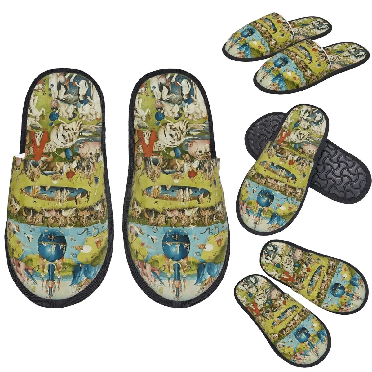 Custom Hieronymus Bosch - Garden Of Earthly Delights Poster Slippers Memory Foam Soft Women House Slipper Indoor Fluffy Shoes