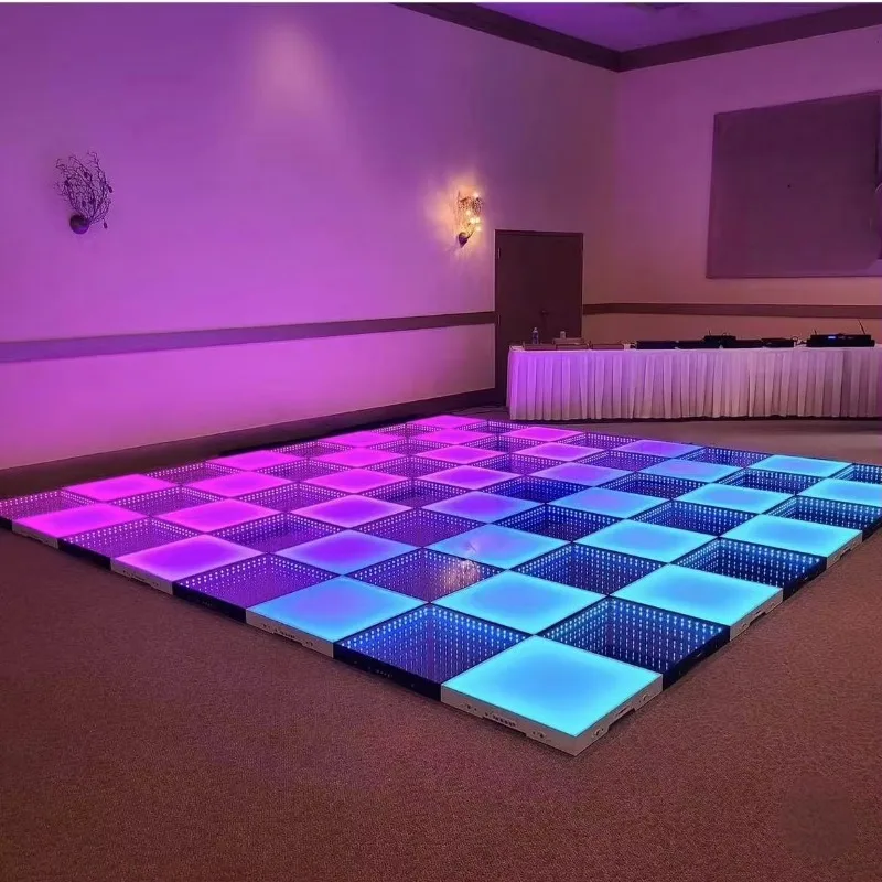 The latest factory dazzling 3D infinite mirror magnetic DMX LED DJ dance floor, suitable for outdoor party wedding stage