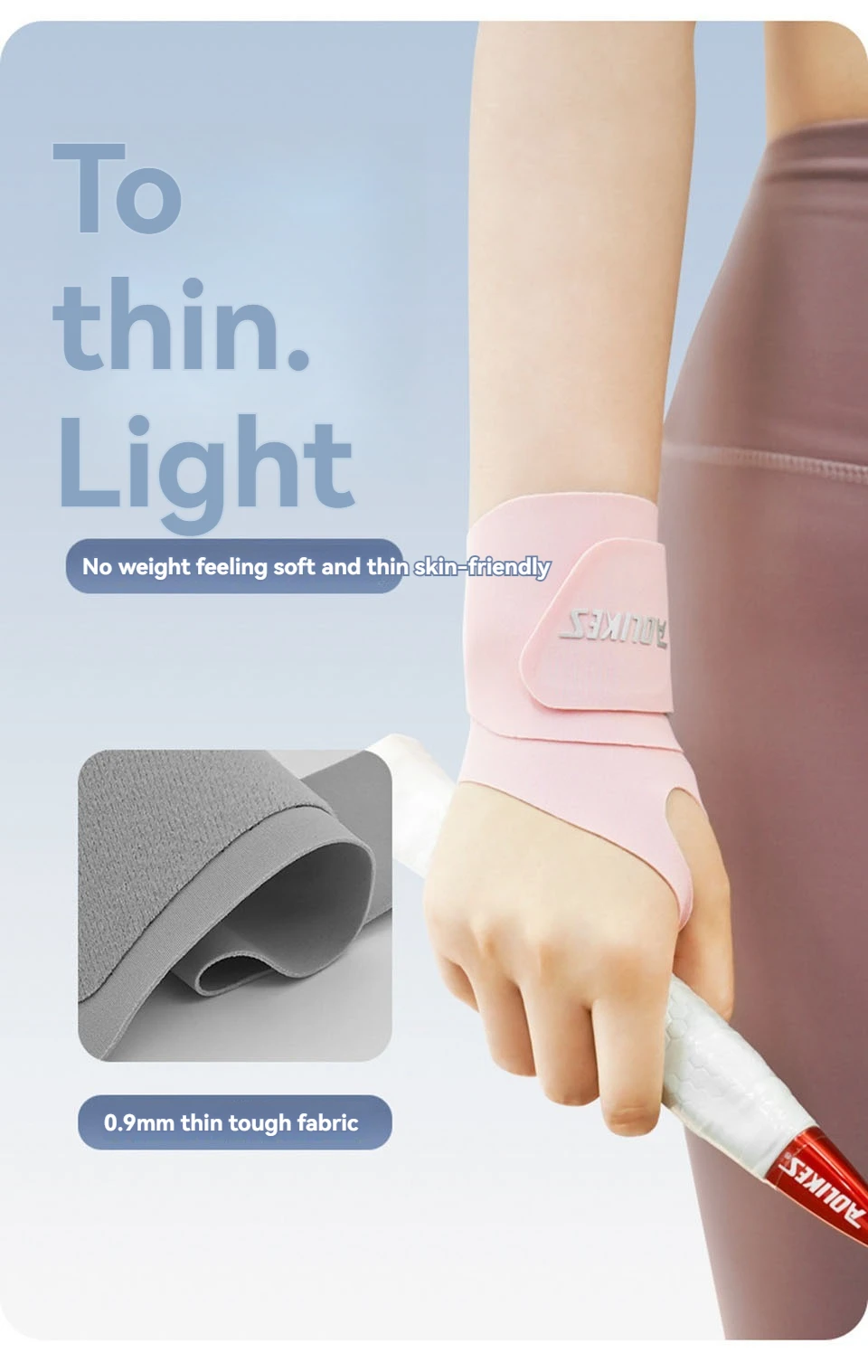 AOLIKES Ultradünne und weiche Handgelenkbandage für Männer und Frauen, verstellbare Handgelenkstütze für Basketball, Tennis, Badminton – Detail 10