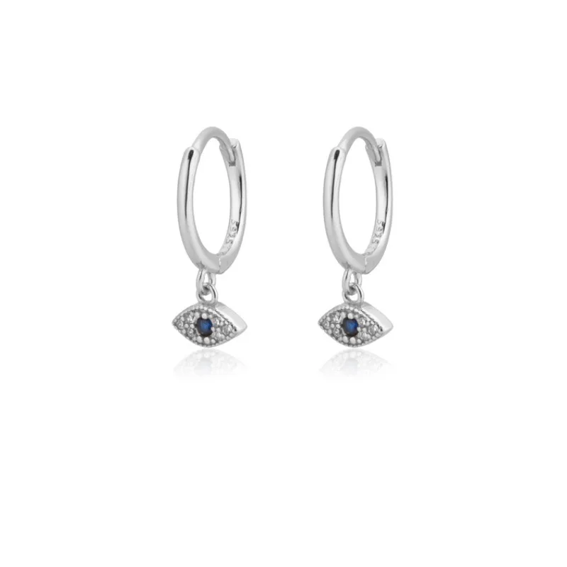 New Design Stainless Steel Cubic Zirconia Evil Eye Chain Hoop Earrings For Women Rainbow Punk Cartilage Earring Piercing Jewelry