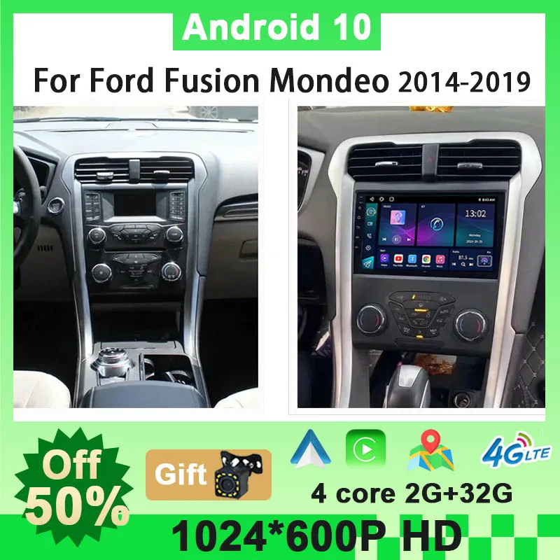 

New Style 2 Din Screen CarPlay Car Radio For Ford Mondeo Fusion 2014 - 2019 Multimedia Player Stereo GPS Navigation Android Auto