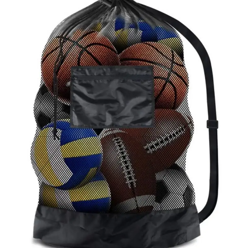 1 Stück Extra Großer Netz-Zugbeutel für Fußball, Basketball, Volleyball mit Reißverschlusstasche Sporttasche – Detail 1