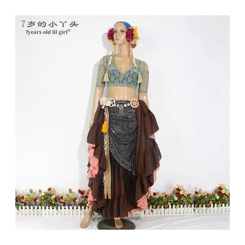 ลูกไม้ Belly Dance Top Ats Tribal Choli Drop แขนสั้น BBB08