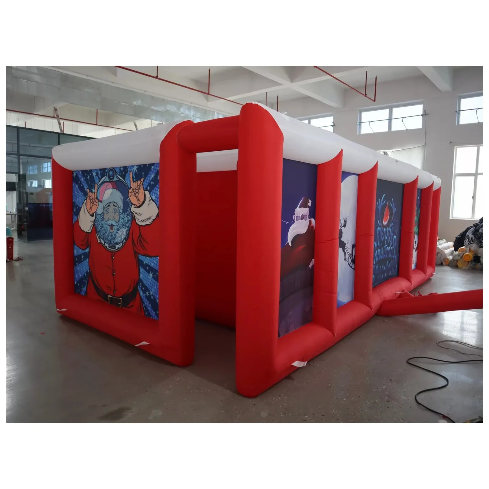 Large Red White Flat Roof Inflatable Maze 3X6m 10X20ft with Blower Sports Game Exciting Party Events Kids and Adults Outdoor Fun view 4
