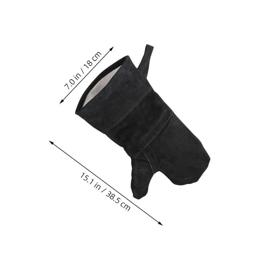 3Pcs Heat Resistant Black Oven Gloves Finger Design for Bbq Grilling Baking Cooking Kitchen Protective Potholders view 6
