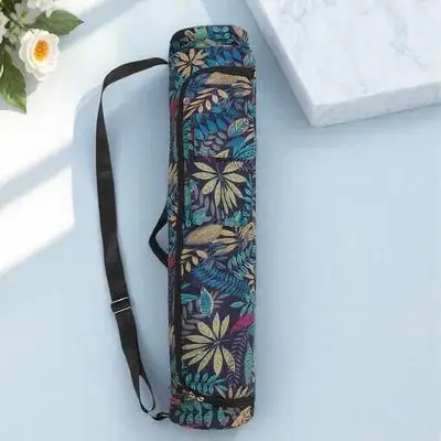 

1pc Yoga Mat Storage Bag National Style Printing Durable Lightweight Cylinder Carry Bag For Fitness Travel Gym Sports Yoga