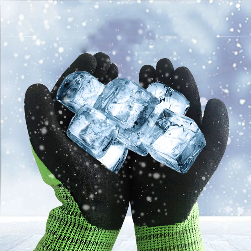 Winter Nitrile Coated Work Gloves, Warm Non-Slip Wear-Resistant Gloves for Cold Weather Construction Repair Cleaning Handling