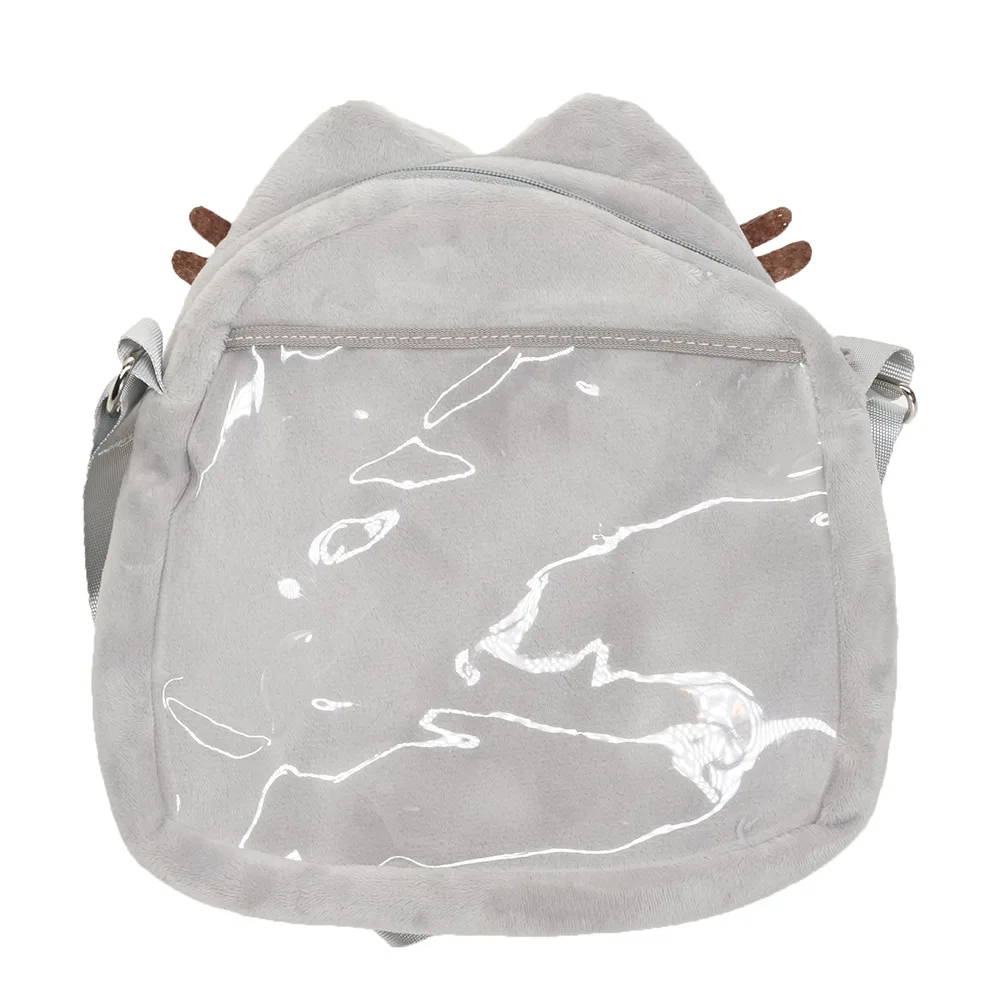 Pusheen Shoulder Bag Soft Cute Crossbody Bags Cartoon Figure Grey Cat Zipper Pouch Children Kawaii Messenger Handbags Satchel