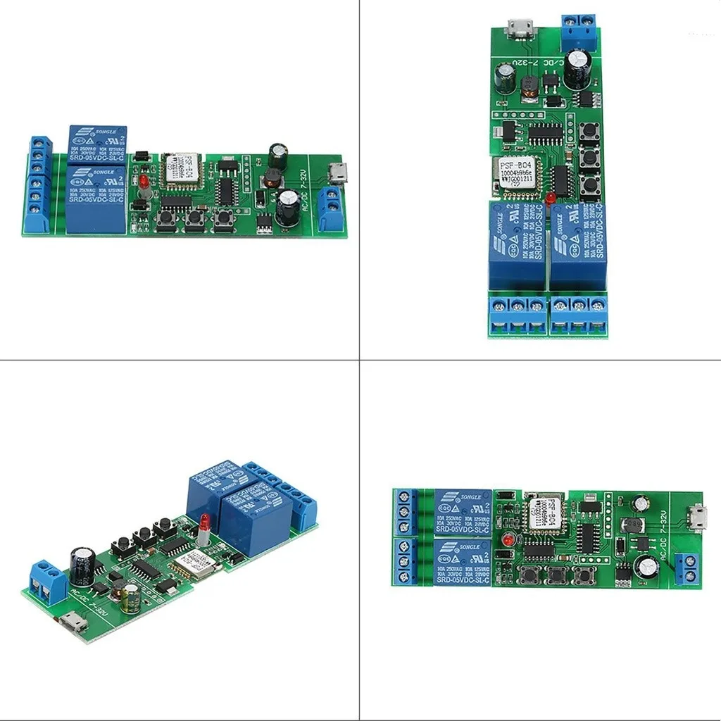 Ewelink Switch WiFi Remote Control Switch USB 5V/DC 7-32V 2CH Timing Relay Receiver for Garage/Motor/Light,work with Alexa