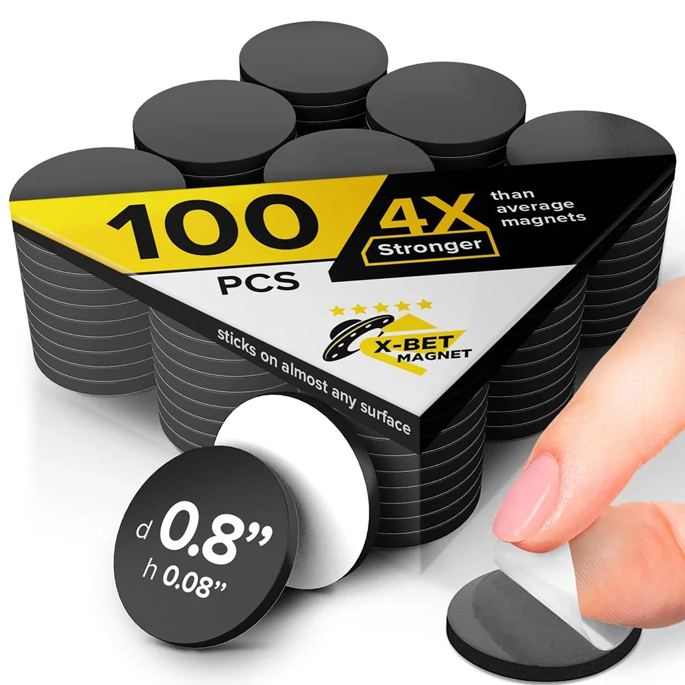 20x2mm Round Magnets with Adhesive Backing Flexible Self Adhesive Magnetic Dots Flexible Magnet Sheets Refrigerator Magnet DIY