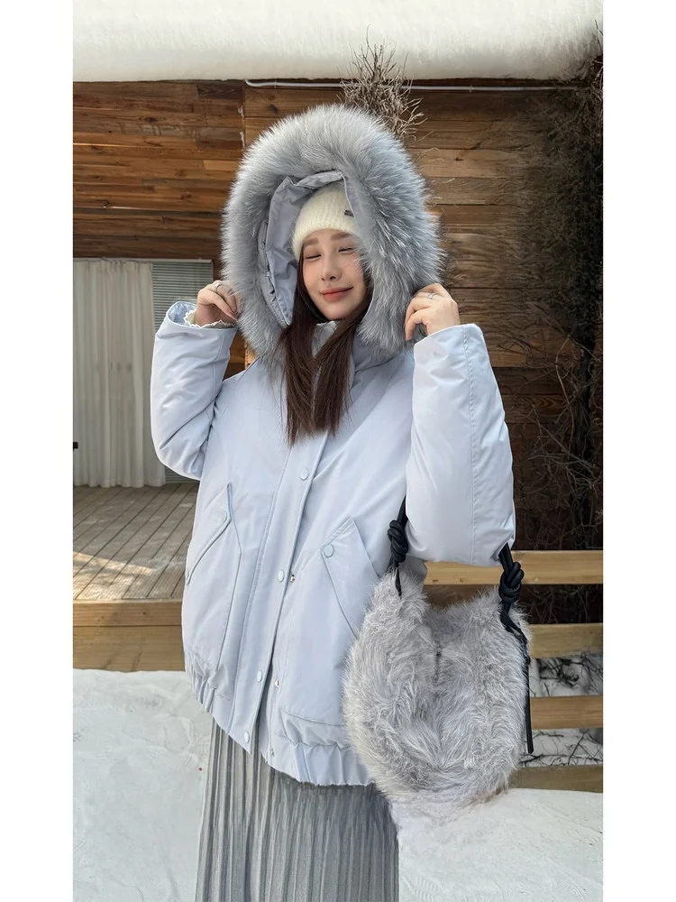 

Женская теплая пуховая куртка больших размеров, повседневная, свободного кроя, с длинными рукавами, воротником-стойкой, на одной пуговице