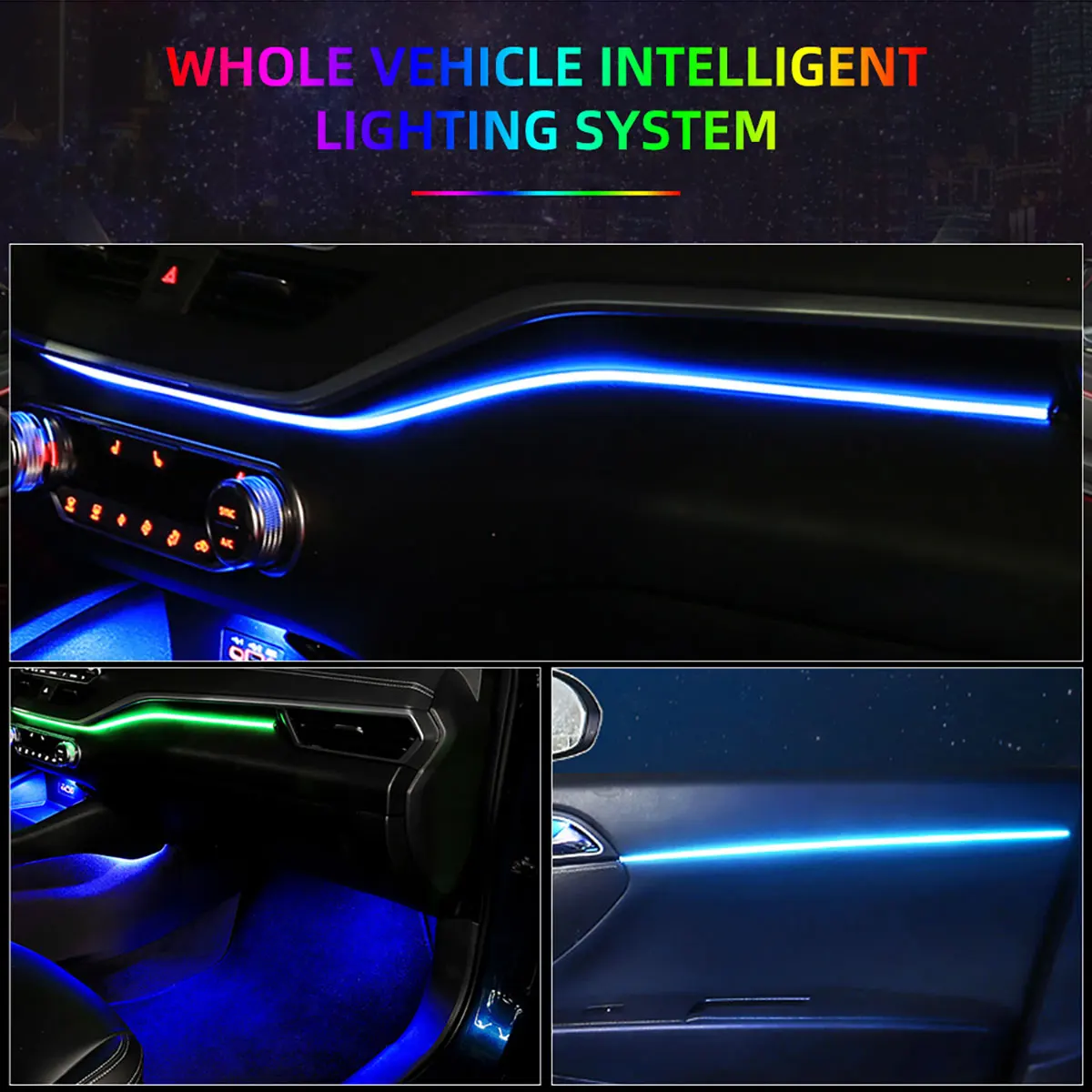 10in1 Led Rgb Acrylic Light Bar Car ambient lighting Interior Atmosphere lights LED Decorative light strip cigarette lighter 12v