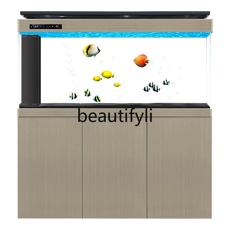 2024 new aquarium ecological ultra-white glass floor-to-ceiling medium-sized goldfish tank simple and light