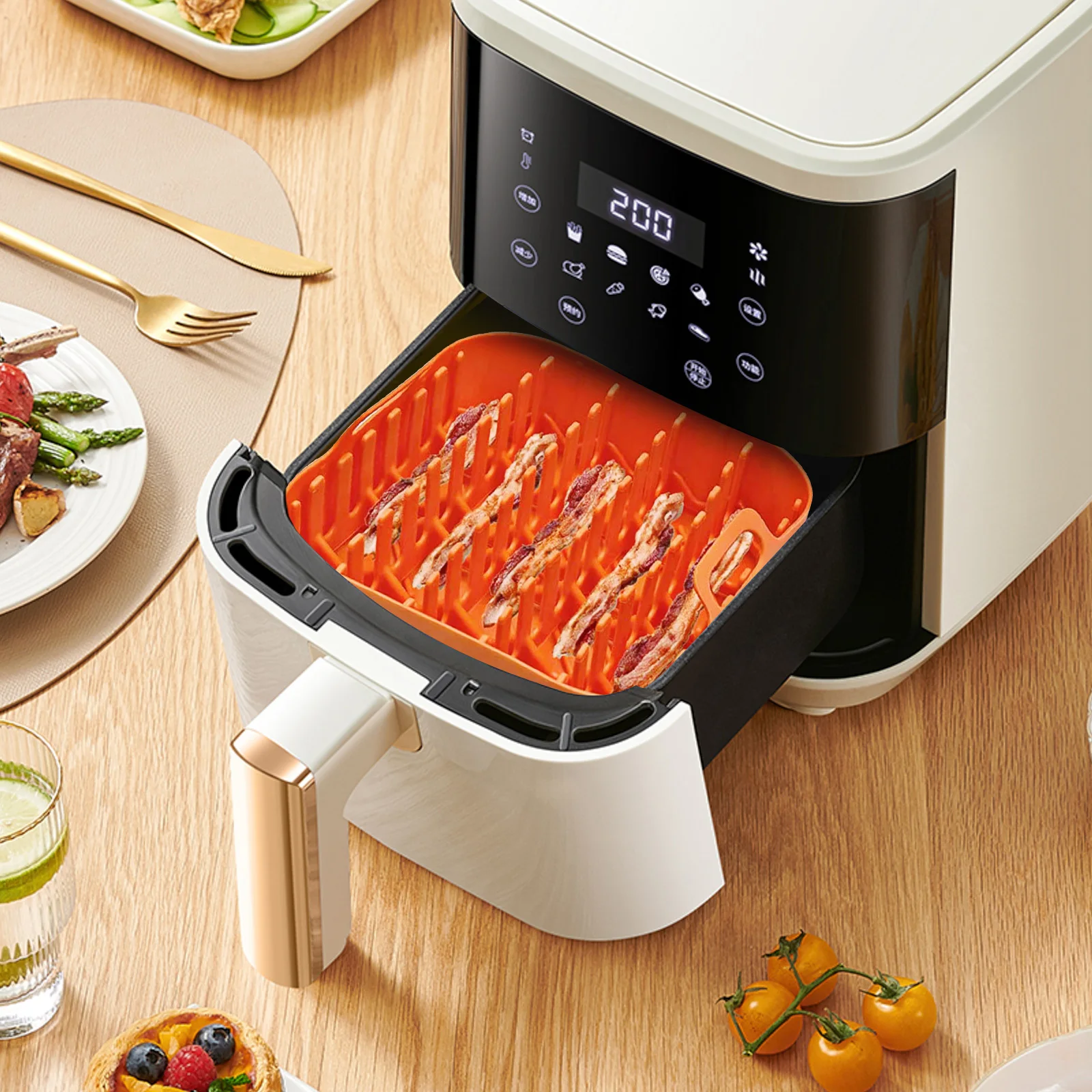 

Silicone Bacon Tray Microwave Oven Cooker Rack Reusable Heat Resistant Non Stick Material Oven Bacon Rack Cooking Kitchen