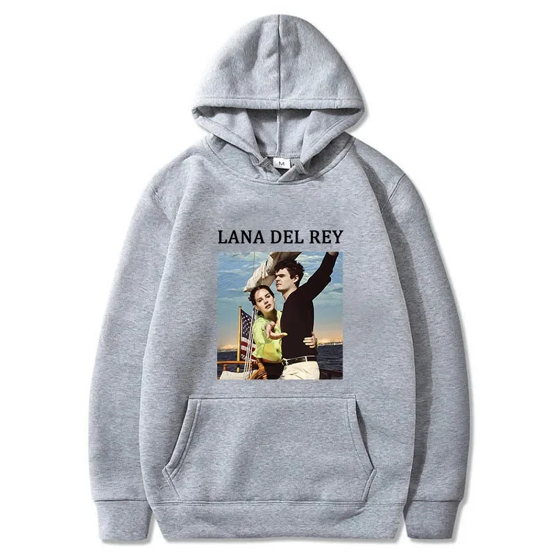 Lana Del Rey Hoodie impresso com gráfico LDR para homens e mulheres, streetwear casual, gola redonda, pulôver plus size, nova mo