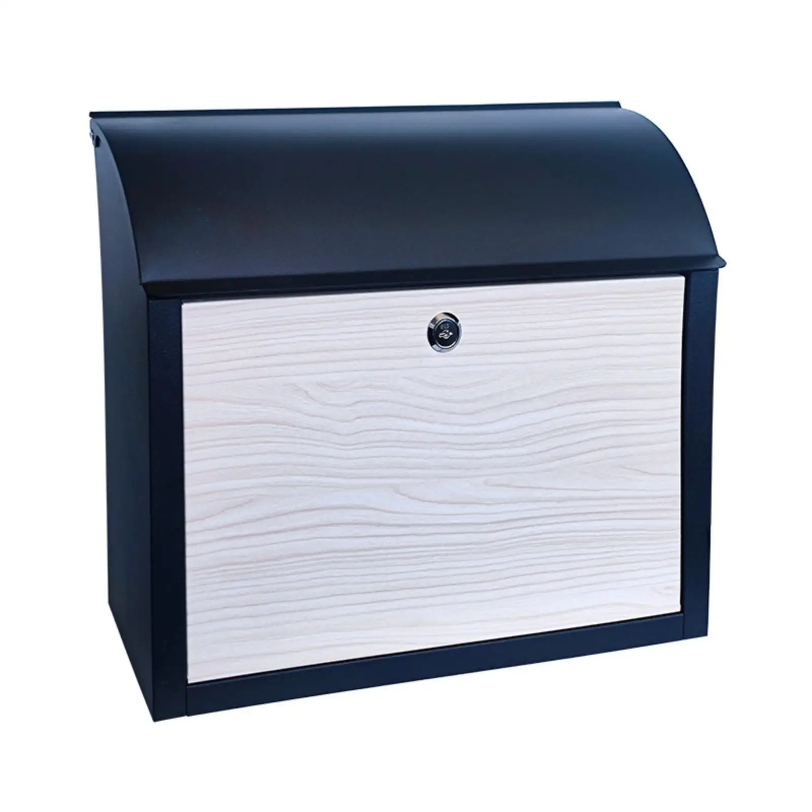 Key Lock Wall Mailbox for Outdoor House Iron Letterbox with Rainproof Curved Top Cover