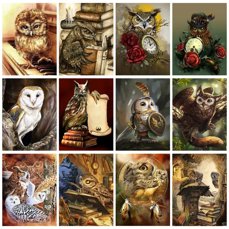 

CHENISTORY 40x50cm Painting By Numbers Paint Kit Decorative Paintings Hand Painting Owls Artwork For Adults Diy Gift On Canvas