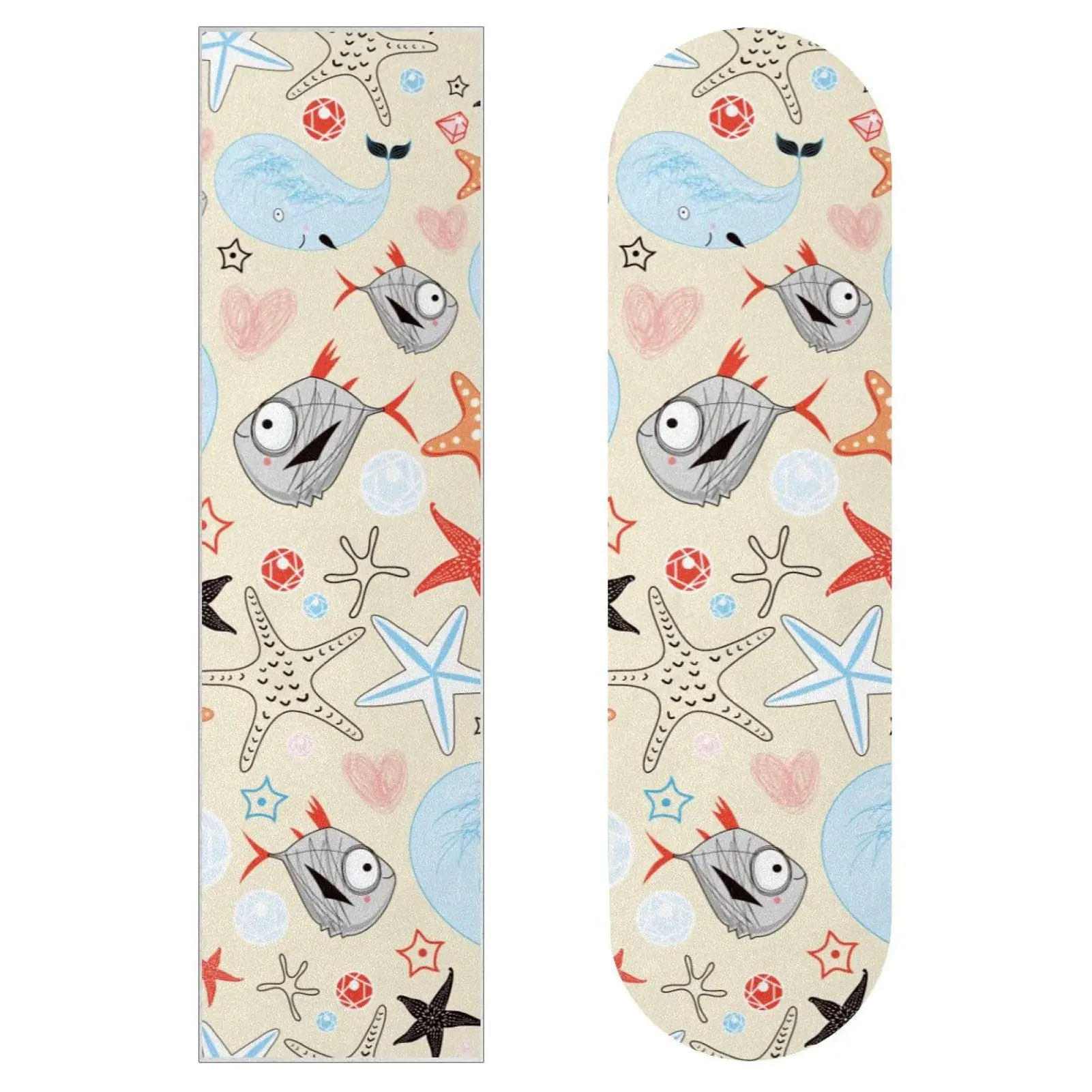 Skateboard Grip Tape Stickers,Beach Sea Shells Print Non-Slip Tape Sticky Scooter Griptape Longboard Deck Sandpaper 33x9 Inch