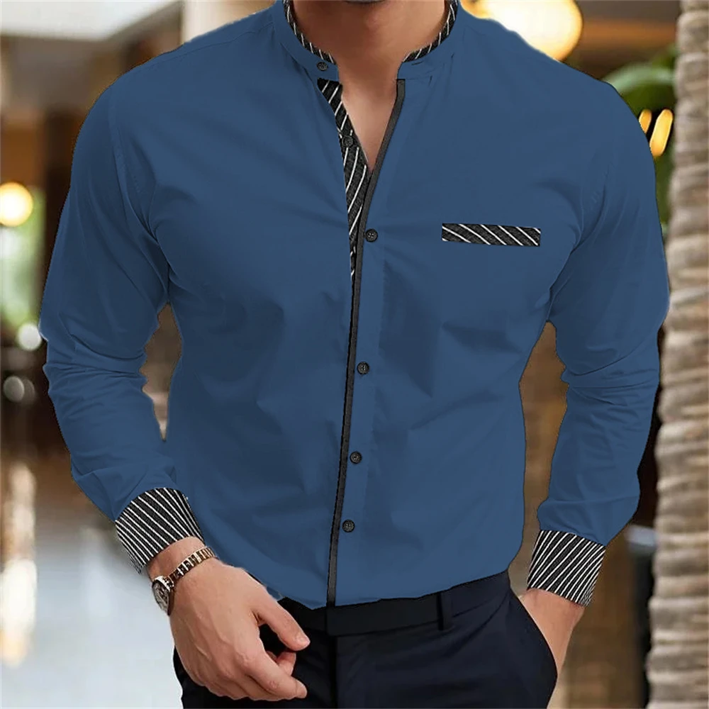 Heren overhemd met lange mouwen Effen overhemd Mode Hoge kwaliteit 17 kleuren Optioneel Business Casual herenkleding XS-6XL