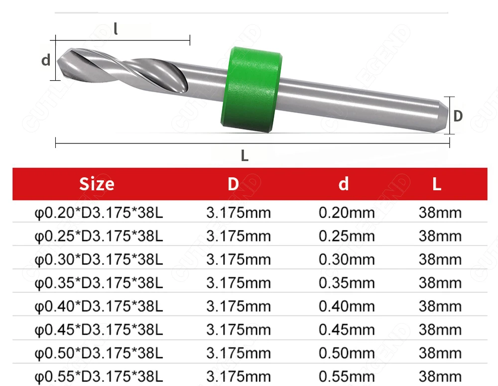 10 Stück/Set 0,1-1,0 0,3-1,2 0,5-1,4 1,1-2,0 1,6-2,5 mm PCB Mini-Bohrer aus Hartmetall für Leiterplatten CNC-Bohrmaschinen – Detail 6