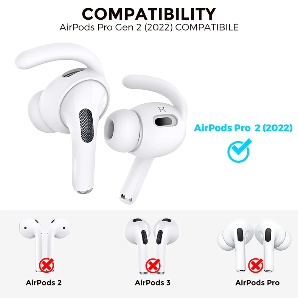 For iPhone AirPods Pro 2 Ear Hooks Covers Anti Slip Holders Silicone Eartips Earbuds Bluetooth Wireless Earphone Accessories