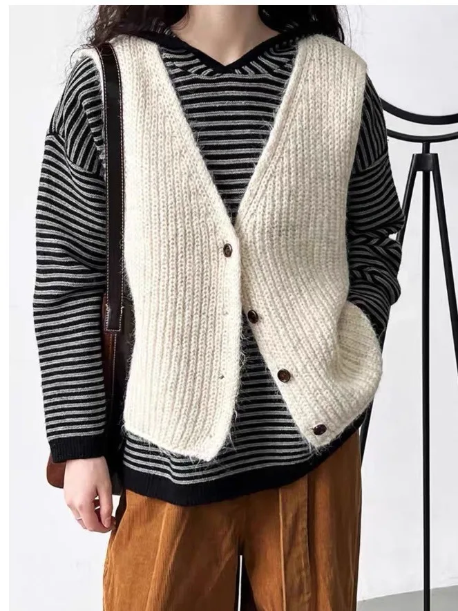 Printemps 2026 femmes tricoté gilet rétro superposition boutonné Cardigan Svel vêtements d'extérieur Faion coréen Sle fille vêtements d'extérieur