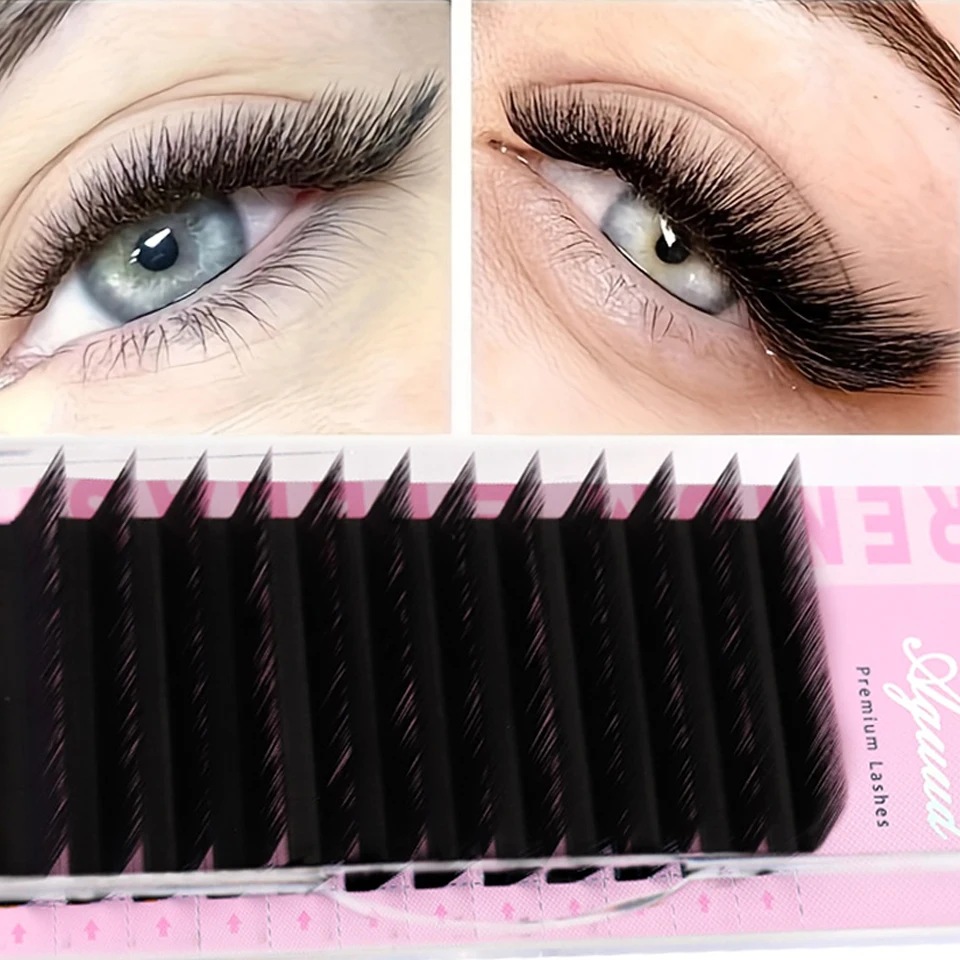 

Aguud Soft Natural Matte Black False Eyelash 0.07 L M Curl 8-15mm Mix Korean PBT Individual Eyelashes Extension Makeup Cillios