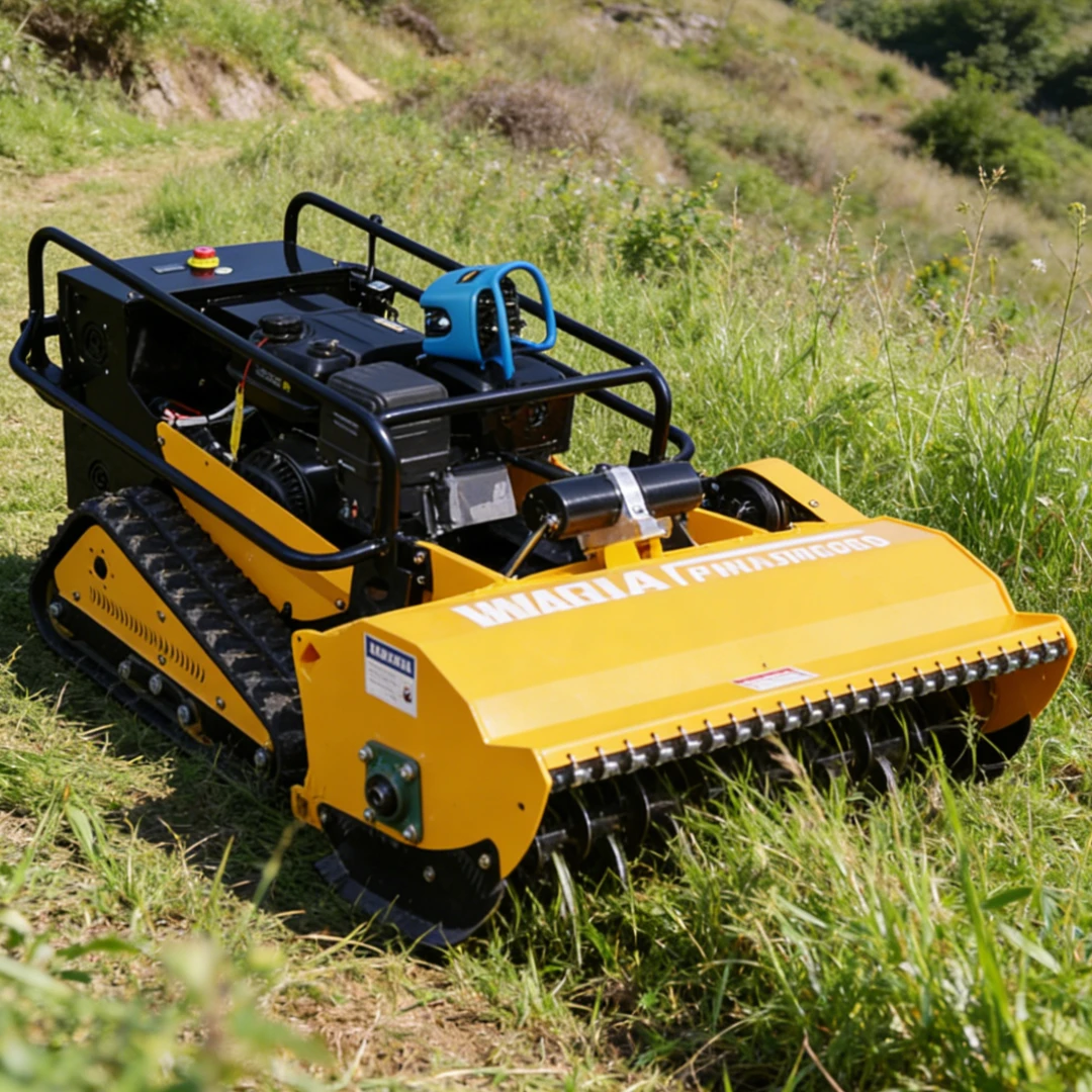 

Customized CE EPA approved all-terrain lawn mower agricultural rubber track remote control robot lawn mower