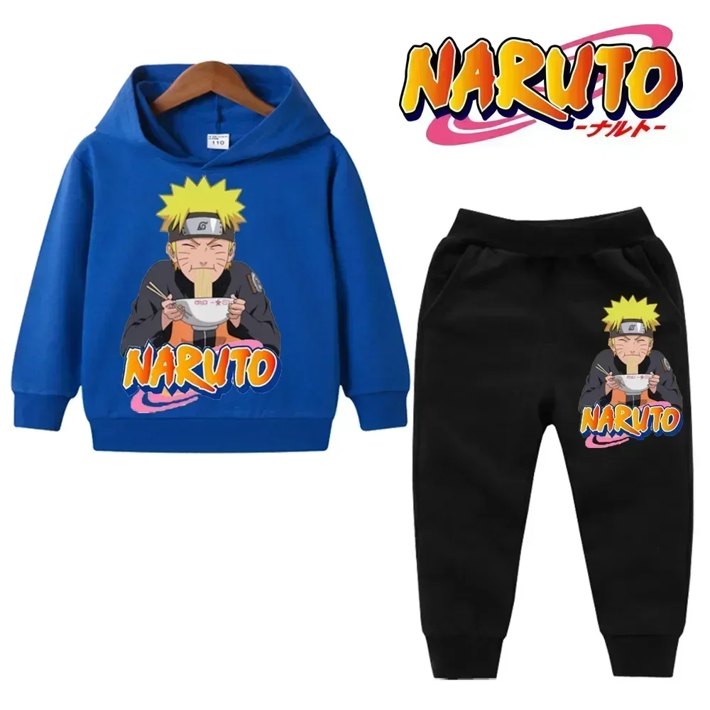 2024 Naruto Brand Printed Children's Sets Sport 8 Warm Colors Two Pieces Loose Set Hoodie + Pants Jogging Hooded Set Hot Sale