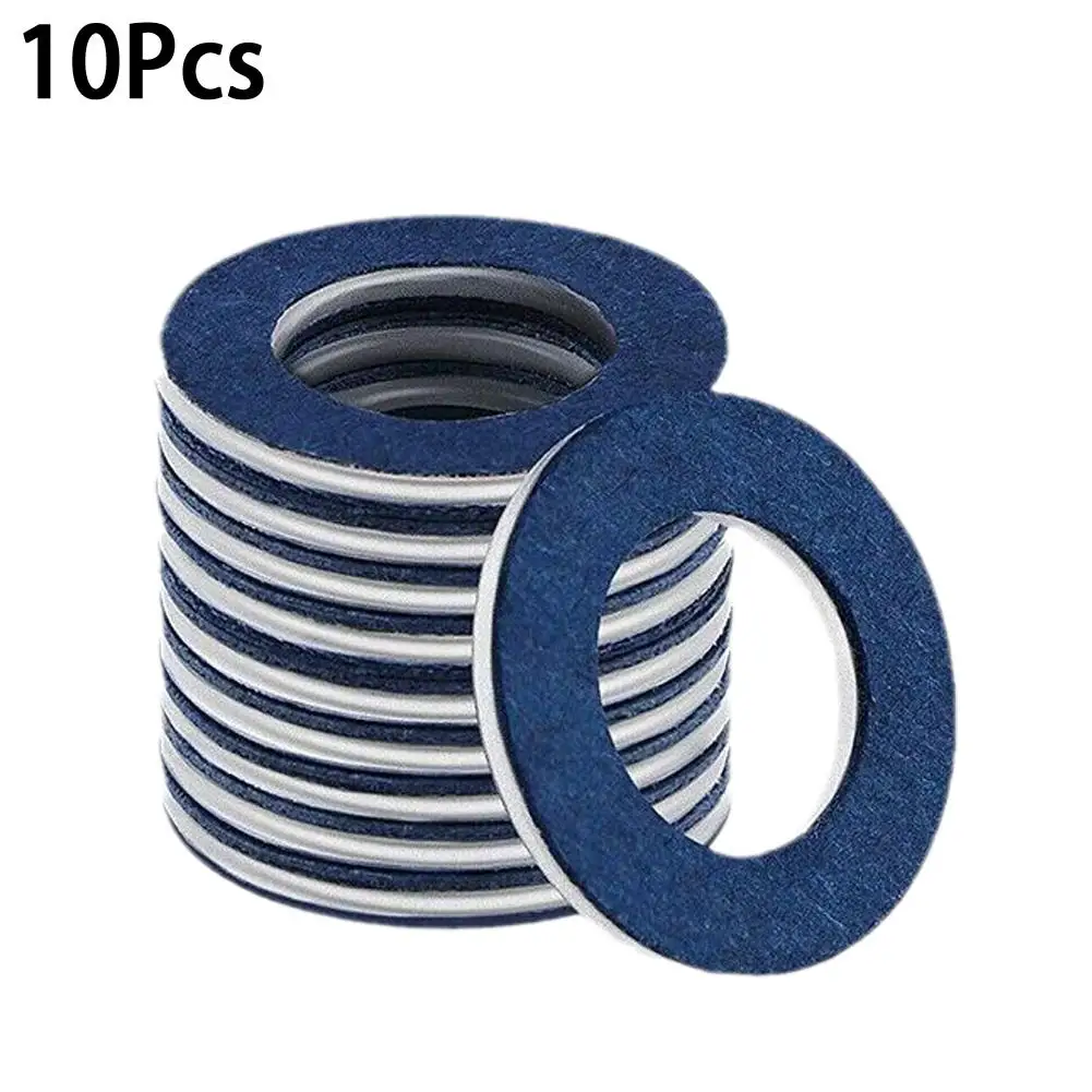 10Pcs Car Engine Thread Oil Drain Sump Plug Washers Gasket 12mm Hole for Toyota Lexus OE 90430-12031 90341-12012 Blue