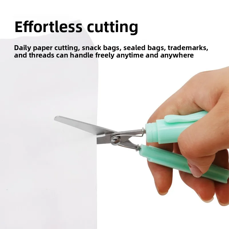 Mini Portable Pen Scissors Creative Stationery, Student Art Scissors, Pen Cap Handmade Paper Cutting Small Scissors