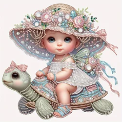 DIY Girl and Turtle 5D Special Shape Diamond Art Kits for Beginners,Diamond Art Painting Kits for Home Wall Decoration Gift
