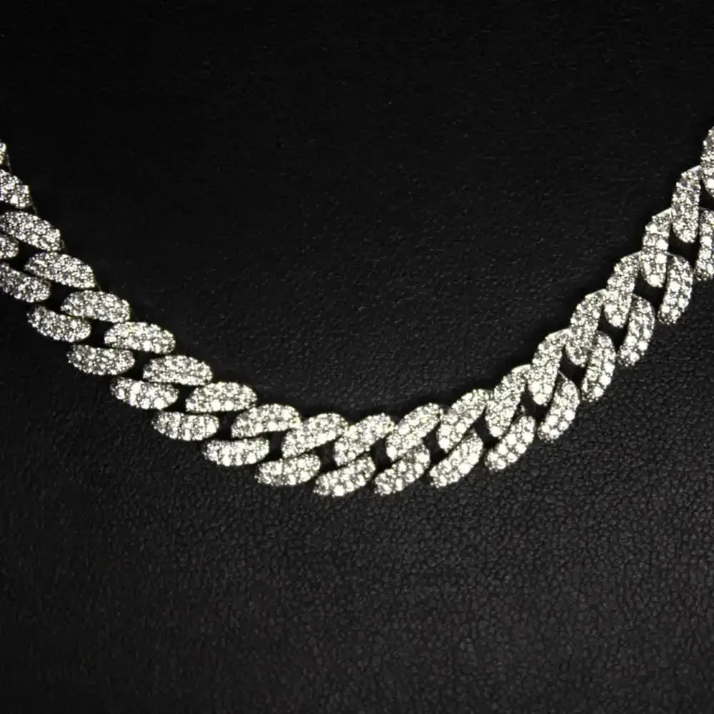 

Factory Vvs Mossanite Necklace Miami 2 Rows Sterling Silver 925 6mm Moissanite Cuban Link Chain