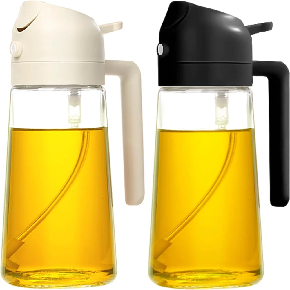 Mister pulverizador de azeite para cozinhar, garrafa de spray de óleo de vidro de 16oz/470ml, garrafa dispensadora de óleo de qualidade alimentar 2 em 1 para cozinha