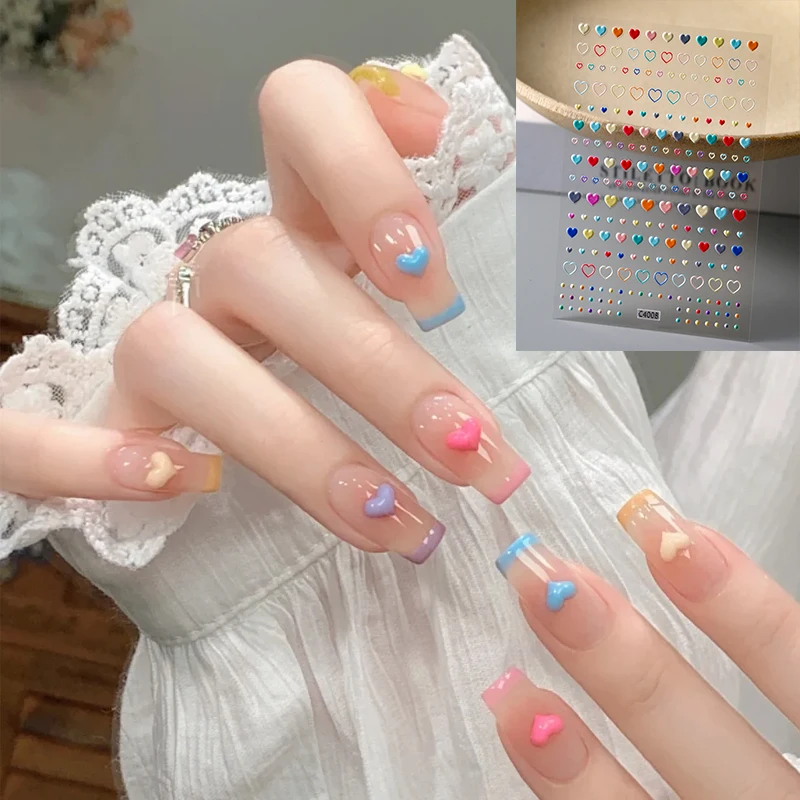 1pc 5D Colorful Graffiti Jelly Nail Stickers Smile Line Flower Love Heart Jelly Design Adhesive Nail Sticker Manicure Decoration