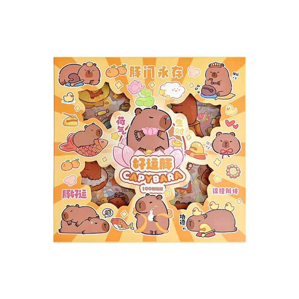 PET Capybara Sticker Cartoon Material Scrapbooking Capybara Handbook Stickers Stationery Cartoon Decorative Stickers