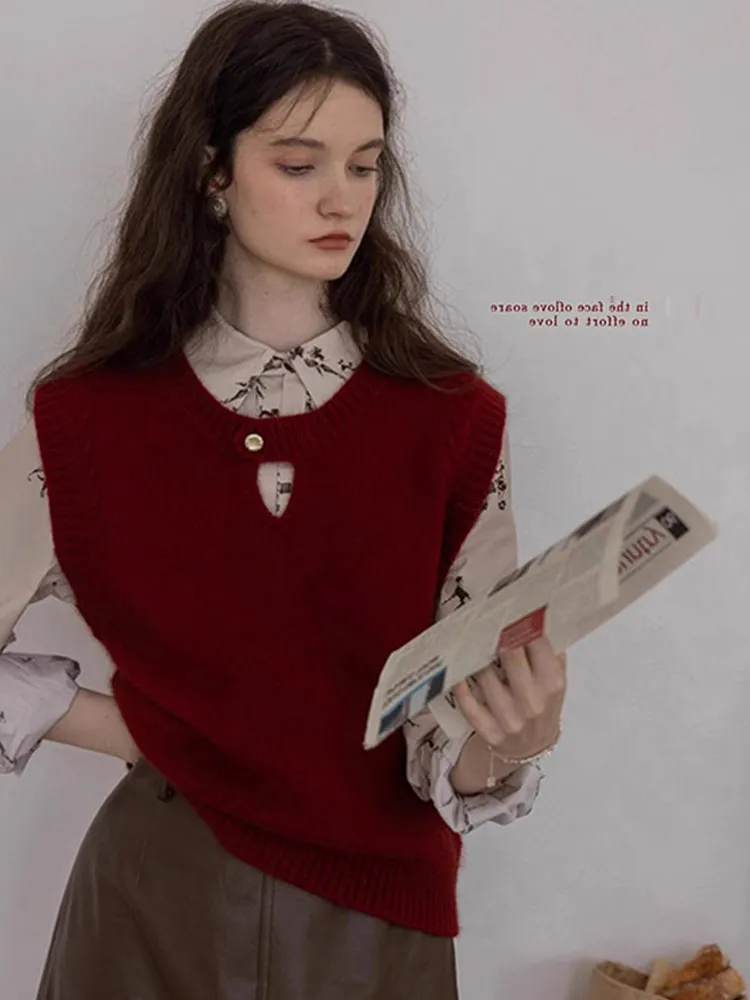 

Вязаный свитер в стиле ретро, камуфляжный многослойный повседневный удобный шерстяной топ с верхом для похудения, снижающий возраст