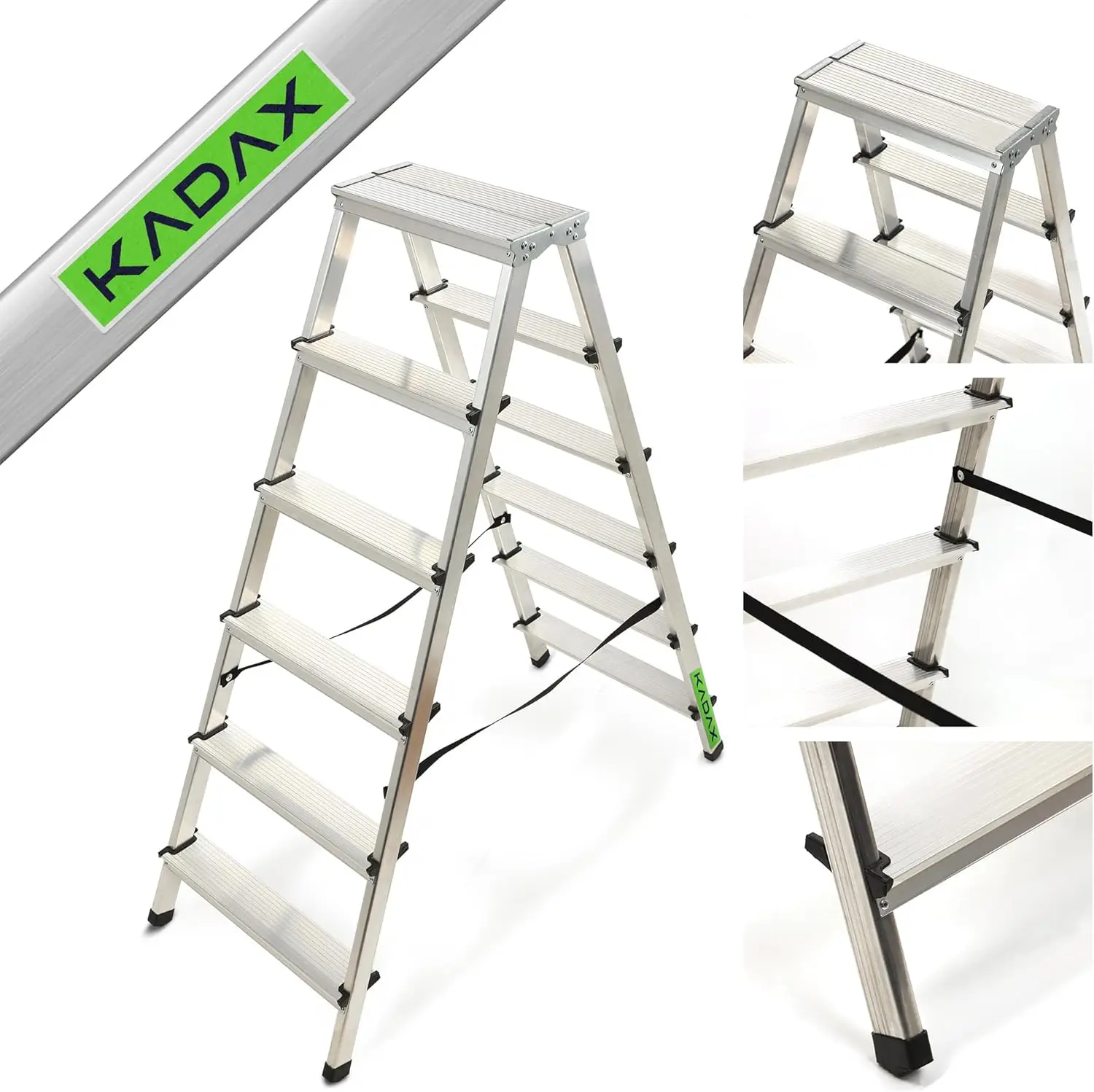 Klappbare Trittleiter, 6-stufige Leiter mit rutschfesten Füßen, Tragfähigkeit bis 125 kg, vielseitige Haushaltsleiter für den Innenbereich
