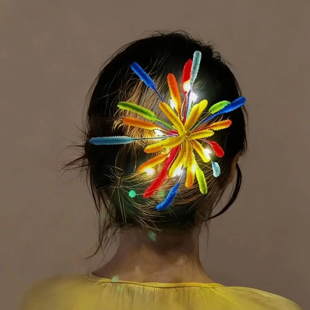 New DIY Kit Glow Color Strip Hair Clip Blue Color Handmade Dazzling Flower Styling Hair Clip Personality Lighting Hair Clip