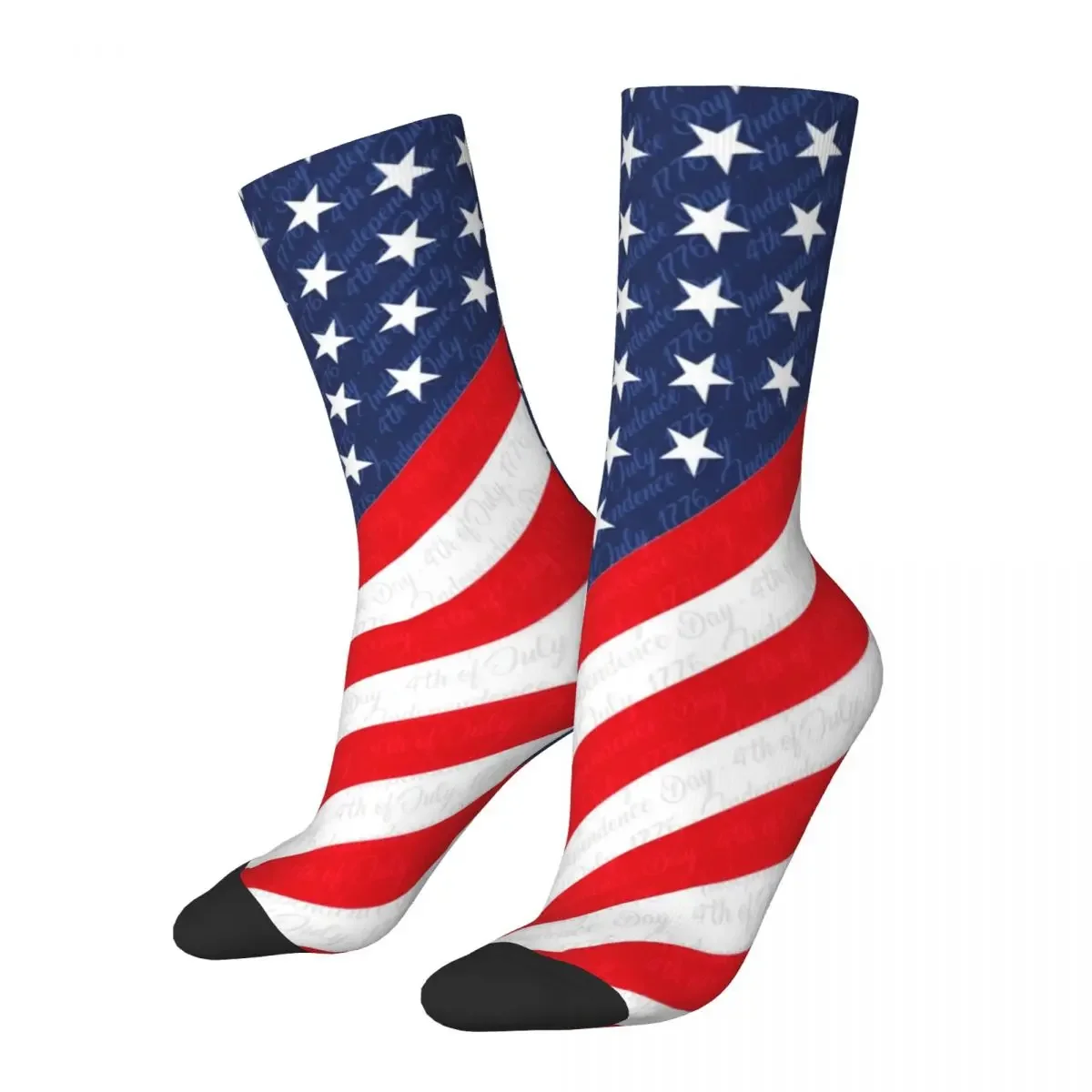 Star Flag Print Socks USA 4th of July Independence Day Harajuku Stockings Autumn Non-Slip Men Socks Breathable Skateboard Socks