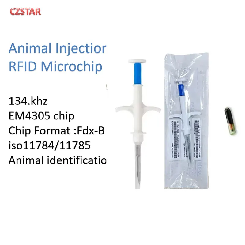 10PCS Fdx-b 134.2khz animal Injection RFID microchip tag Syringe implantable chip Rfid Tag for Track Pet dog horse cattle sheep