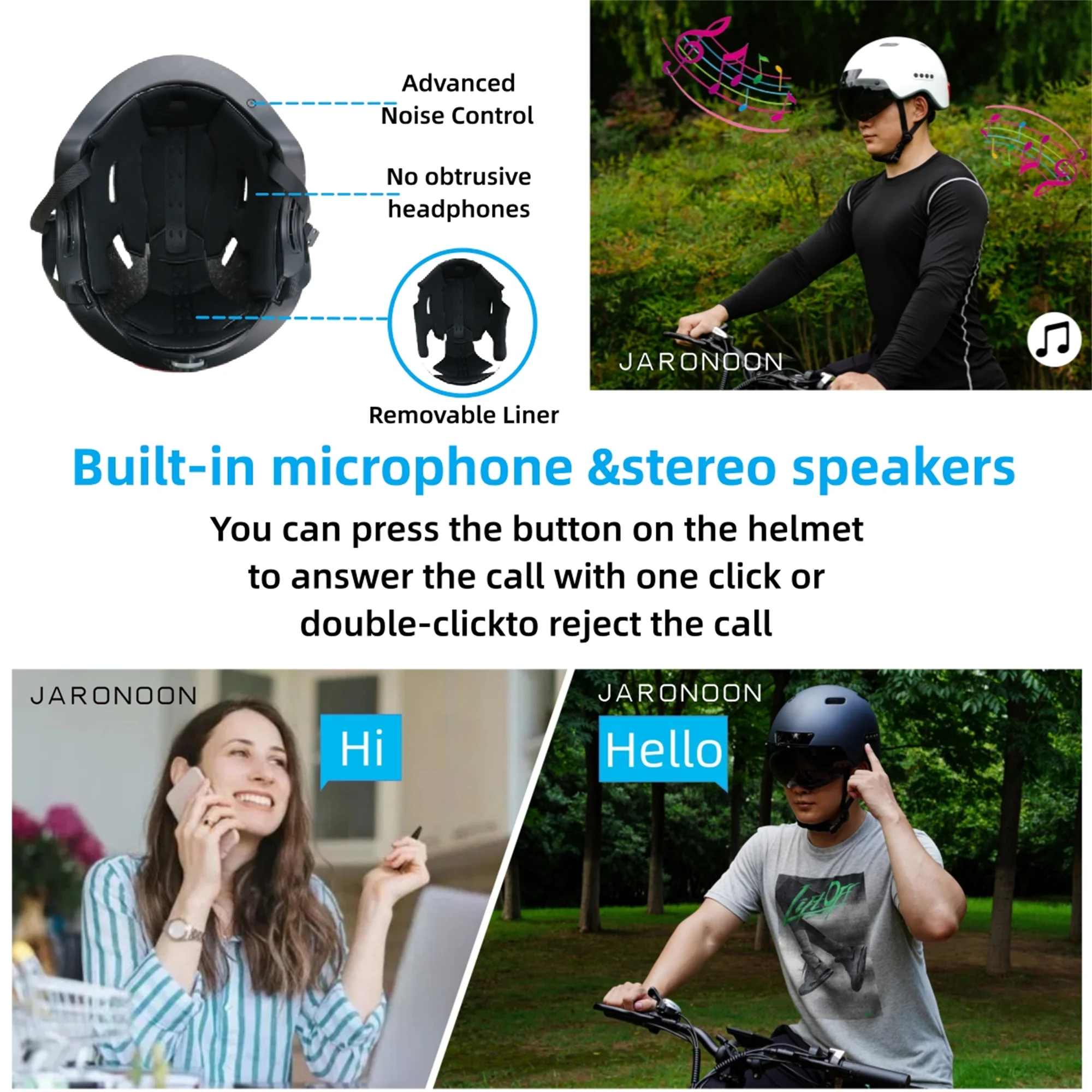 Women Bluetooth Smart Bicycle Helmet , with Dashcam and Detachable Visor LED Rear Light Function