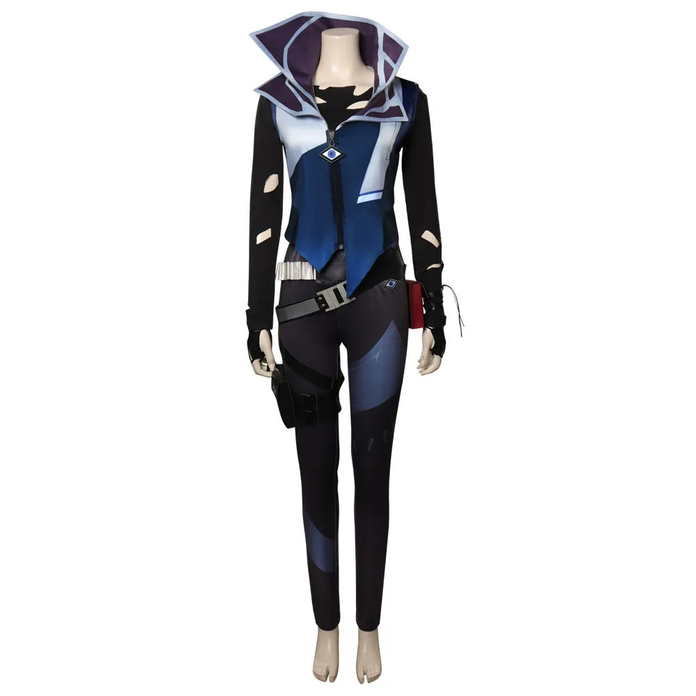 Game Valorant Fade Cosplay Costume Fantasia Halloween Carnival Party Women Role Disguise Clothes Top Pants Coat Set Outfits