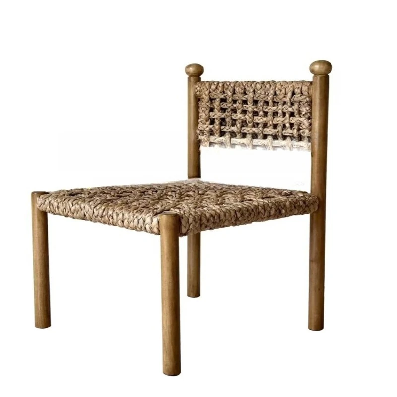 

Medieval rattan solid wood dining chair retro homestay designer art chair home leisure rattan
