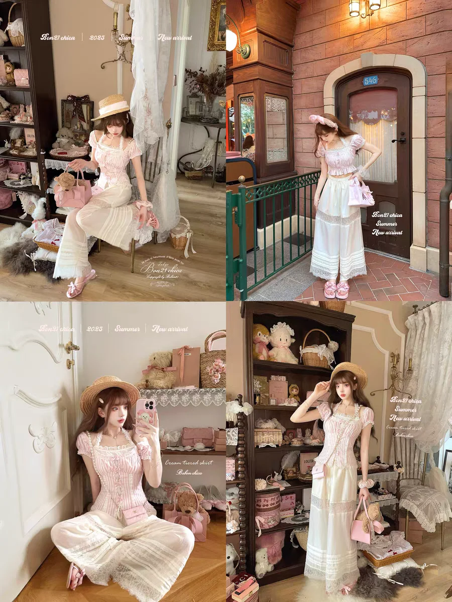 Camicia principessa dolce lolita bobon21 Camicia vintage carina stile francese in pizzo dolce T2405