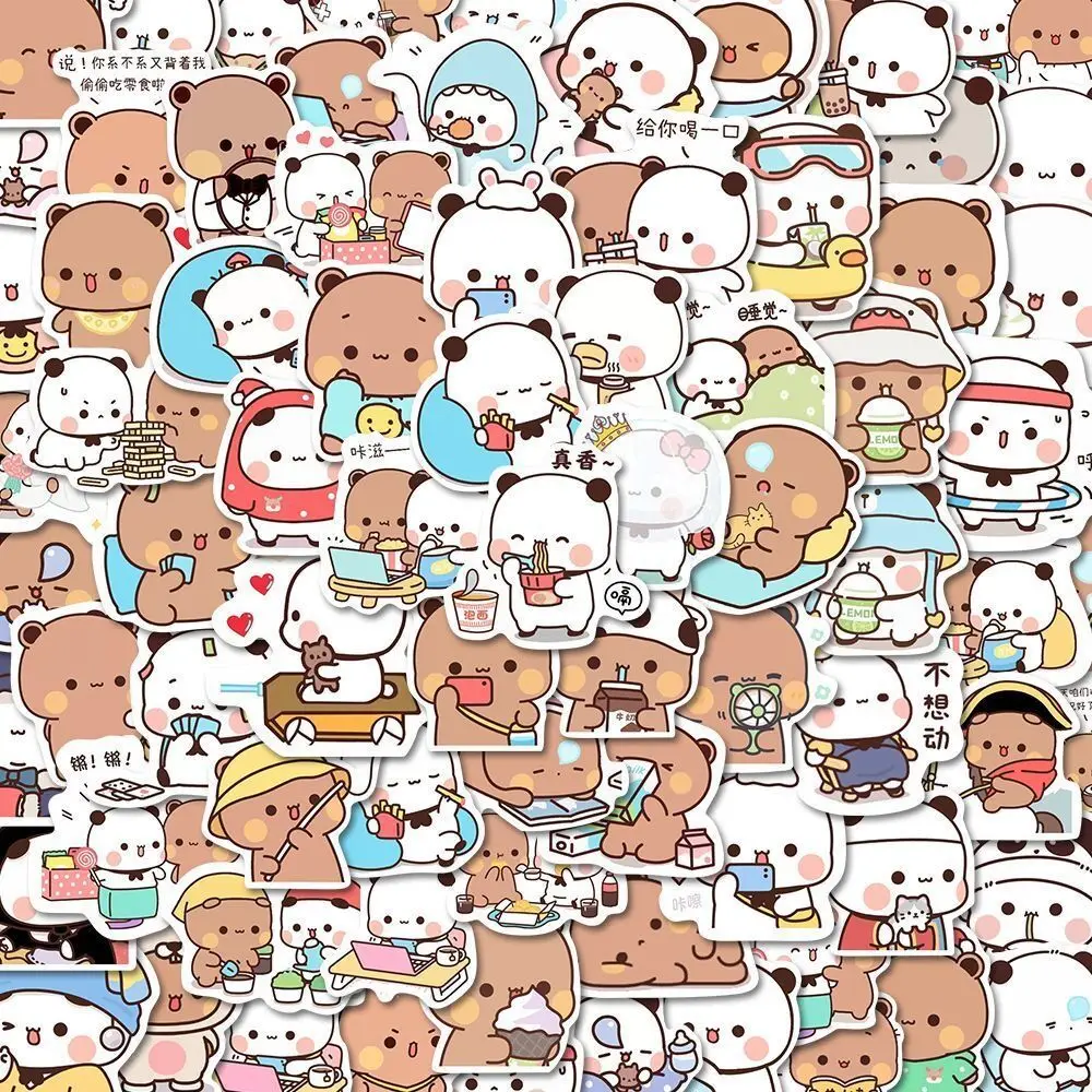 62/124 szt. Naklejki Bubu i Doodle, urocza para niedźwiedzi, zabawka DIY, dekoracja, naklejki graffiti, na telefon, butelkę, do scrapbookingu, wodoodporne