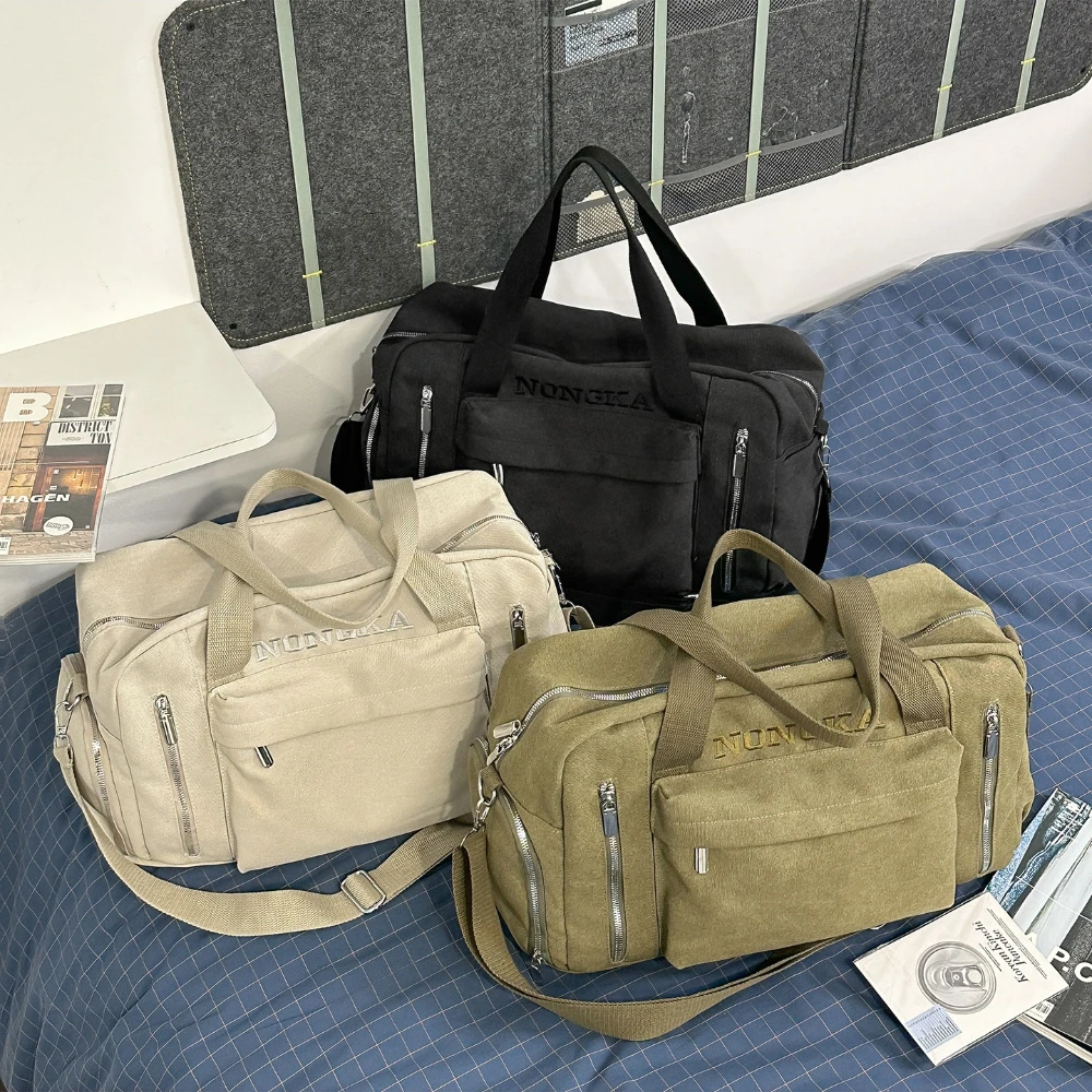 Travel Tote Bag Men's Women's Large-capacity Fitness Trendy Short-distance Business Trip Luggage Bag Canvas Maternity Bag